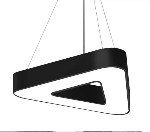 Светильник подвесной серии XO 3-угольник полый 36W 6500K опал черный 500х100Х70мм LEDAR