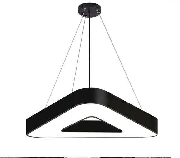 Светильник подвесной серии XO 3-угольник полый 36W 6500K опал черный 500х100Х70мм LEDAR