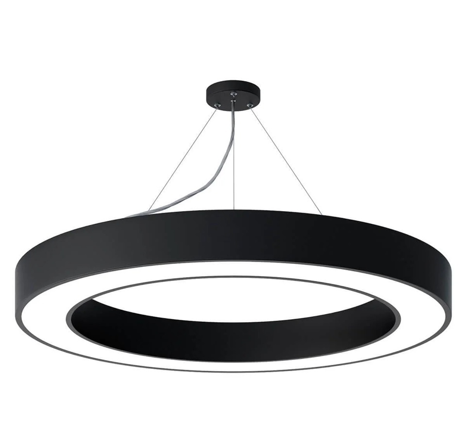 Светильник подвесной серии XO O-тип полый 36W 6500K опал черный 500х100Х70мм LEDAR