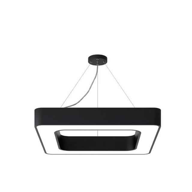 Светильник подвесной серии XO квадрат полый 36W 6500K опал черный 500х100Х70мм LEDAR