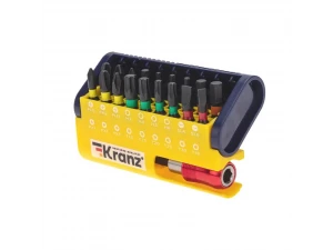 Набор бит с магнитным держателем, пластиковый кейс,  19 шт KRANZ