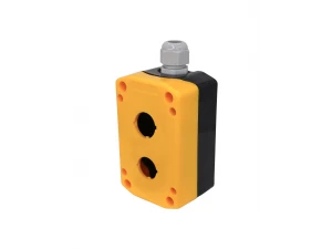 Корпус ПКУ22/2, чёрный с жёлтой крышкой, два отверстия Ø 22мм, с сальником, IP65  (ЭТ)