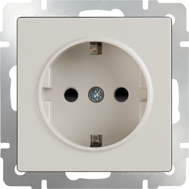 Розетка с заземлением и шторками /WL03-SKGS-01-IP44 (слоновая кость)