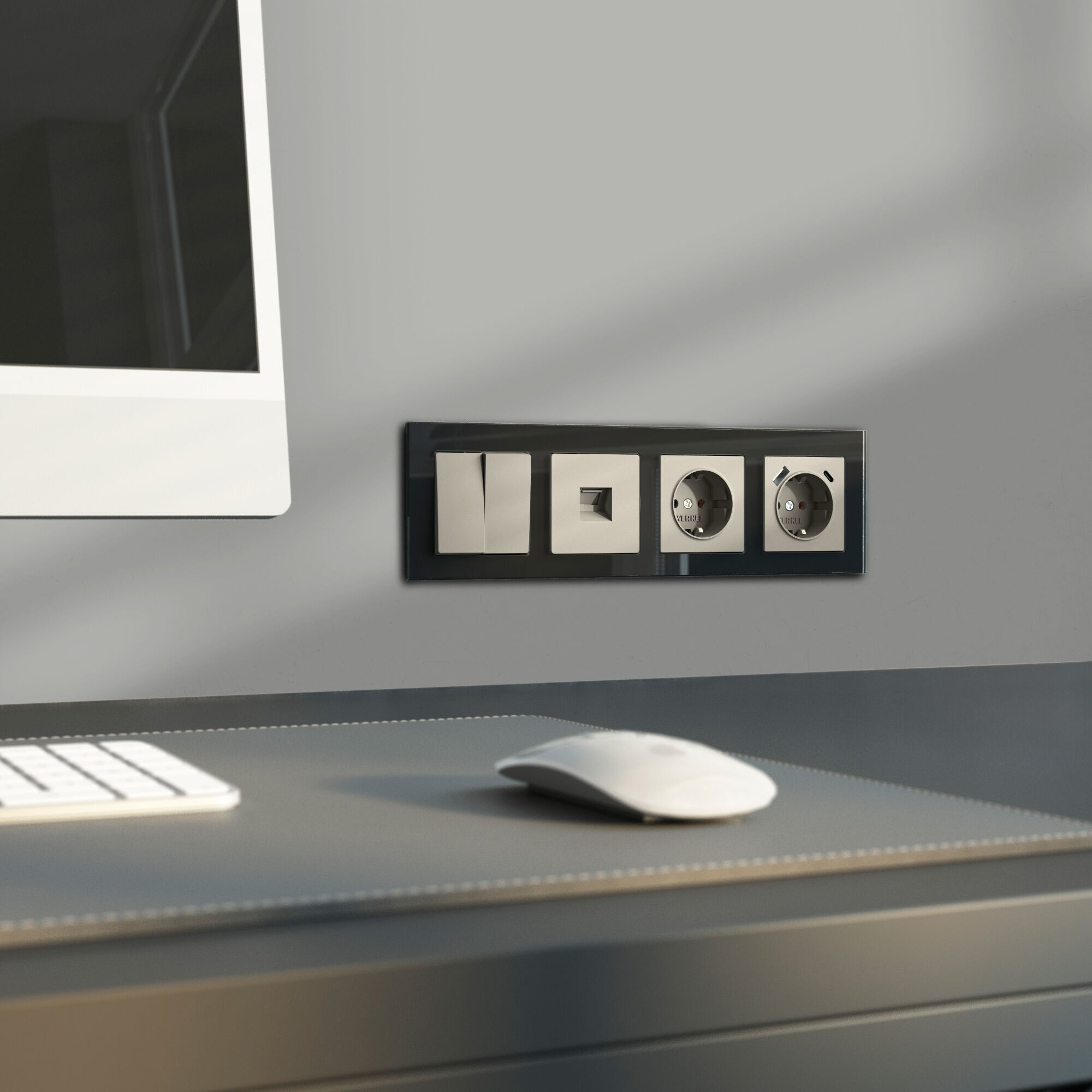 Розетка с заземлением /W1271004 (дымчатый)