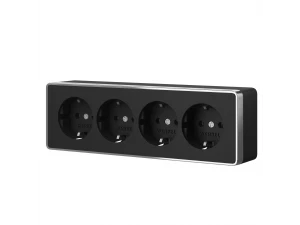 Розетка четверная с заземлением и шторками Gallant /W5072258 (черный/хром)