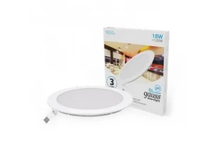 Светильник Gauss Slim круг 18W 1560lm 6500K 180-265V IP20 монтаж Ø210 225*22 LED 1/20