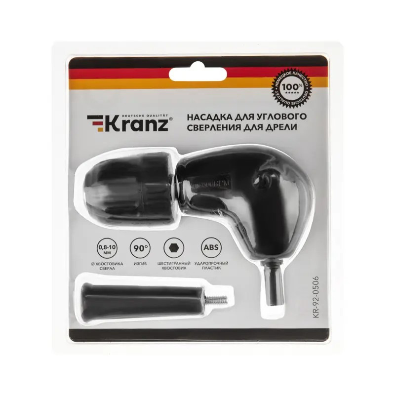 Насадка для углового сверления для дрели, 90 градусов, шестигранный хвостовик KRANZ, KR-92-0506