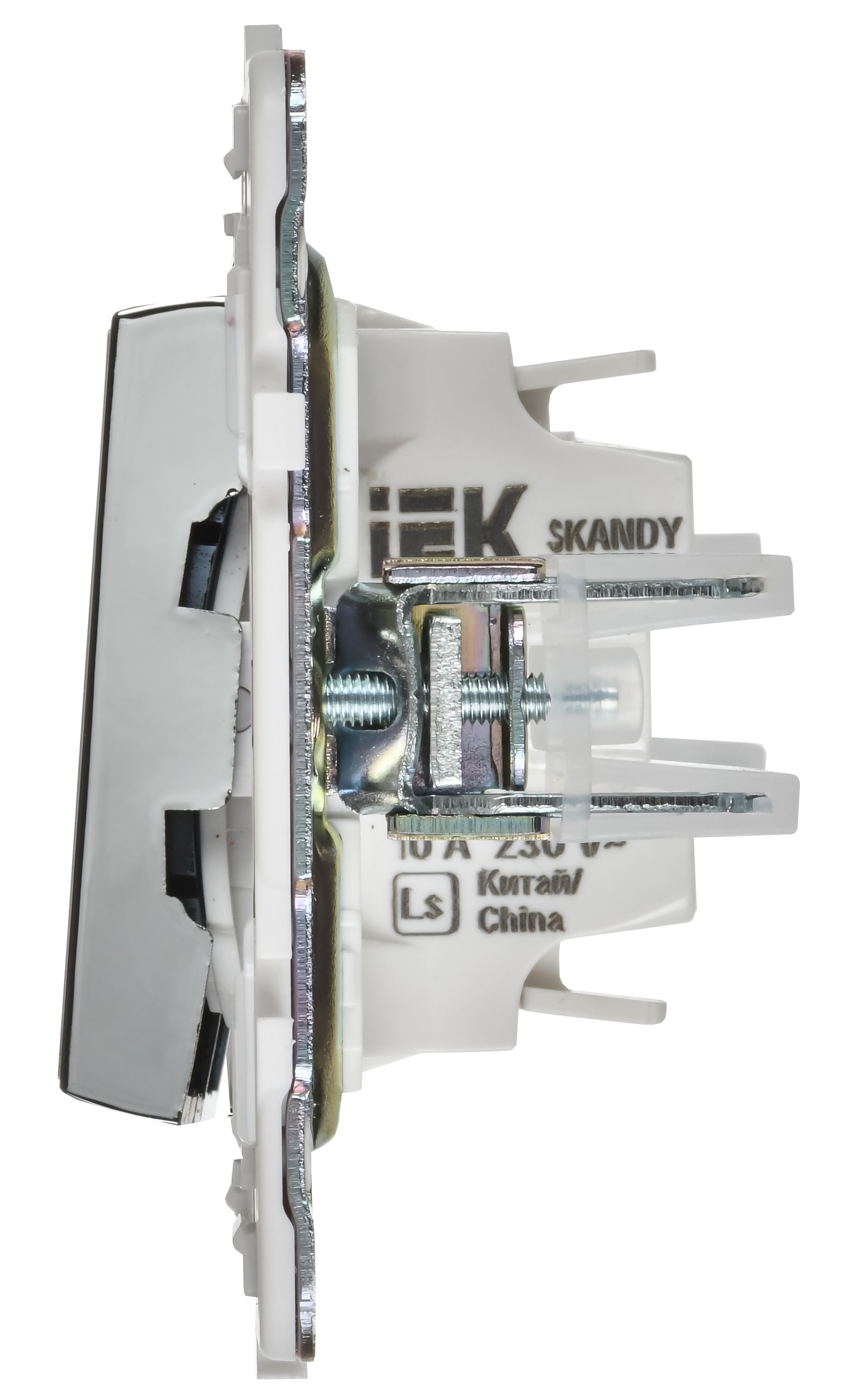 SKANDY Выключатель 2-клавишный с индикацией 10А SK-V09N металл никель IEK