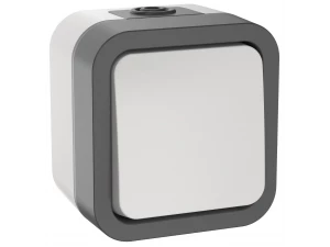 TORS Переключатель одноклавишный 10А IP55 TS201 серо-белый IEK