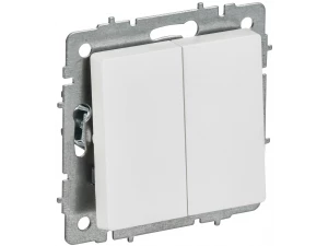 BRITE Выключатель 2-клавишный 10А ВС10-2-0-БрАБ арктический белый IEK