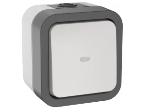 TORS Переключатель одноклавишный с индикацией 10А IP55 TS202 серо-белый IEK