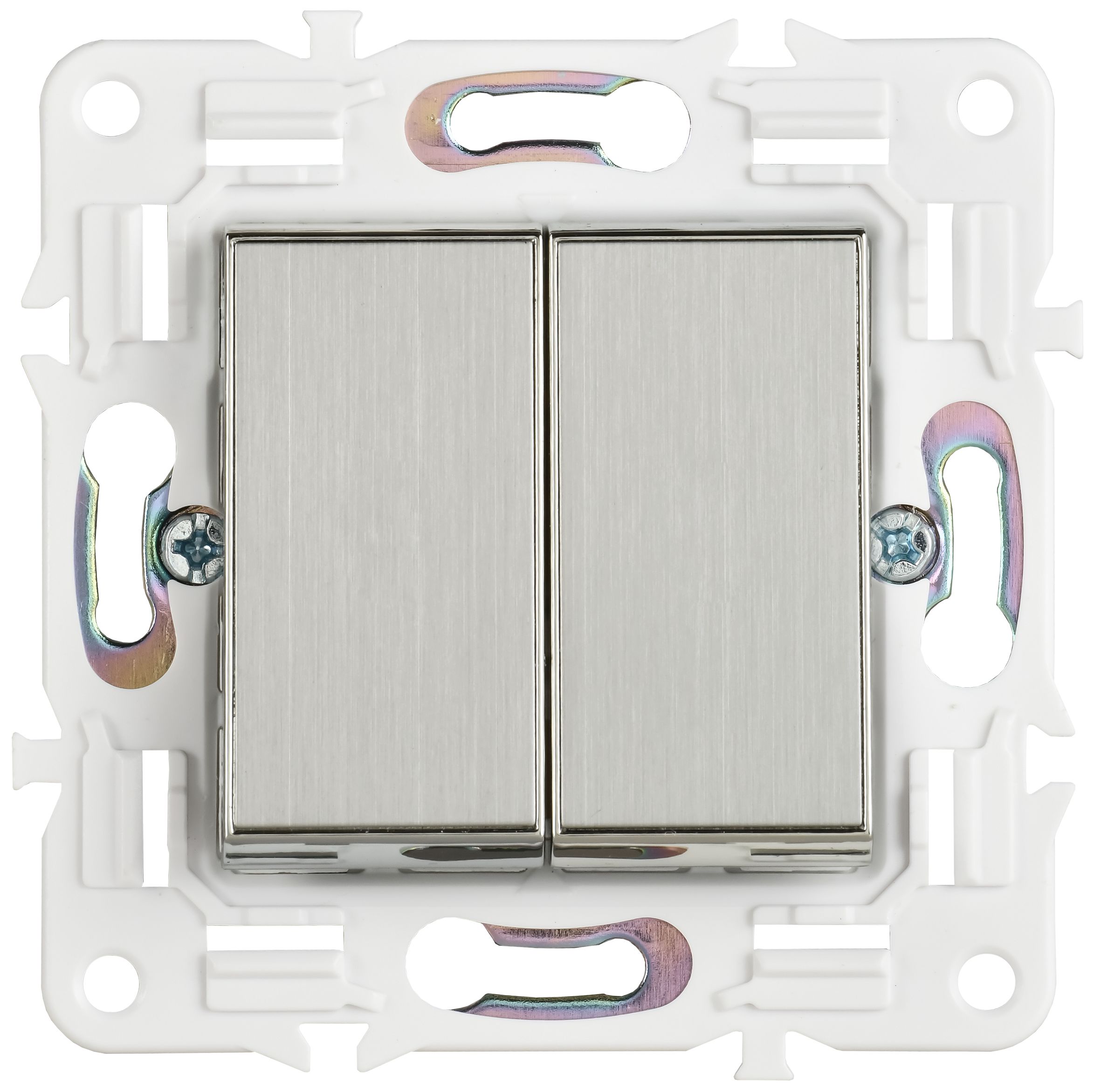 SKANDY Выключатель 2-клавишный перекрестный 10А SK-V06N металл никель IEK