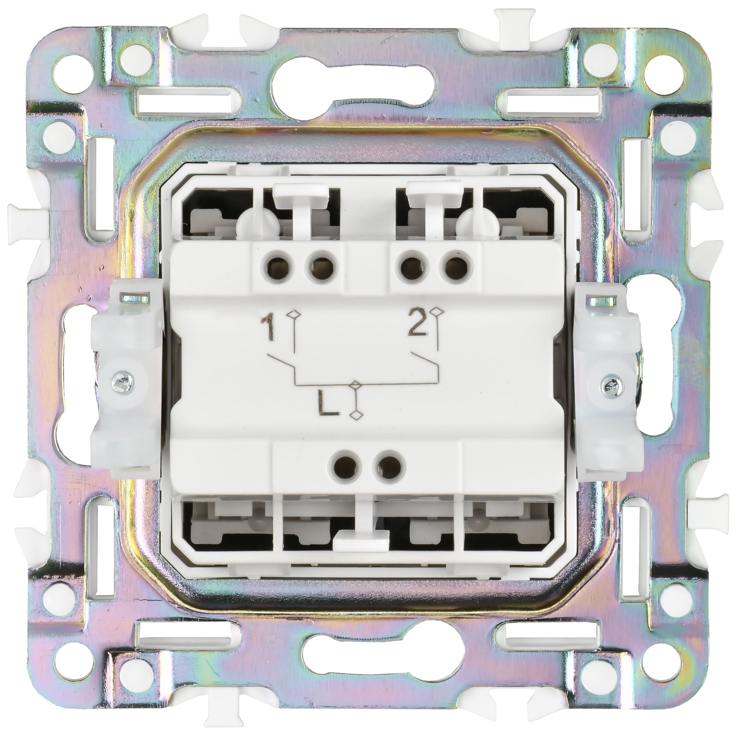 SKANDY Выключатель 2-клавишный 10А SK-V04N металл никель IEK