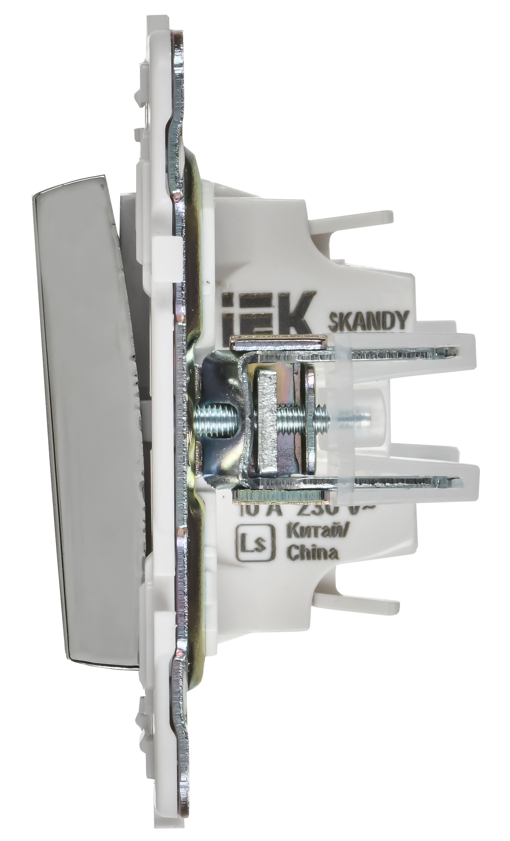 SKANDY Выключатель 2-клавишный 10А SK-V04N металл никель IEK
