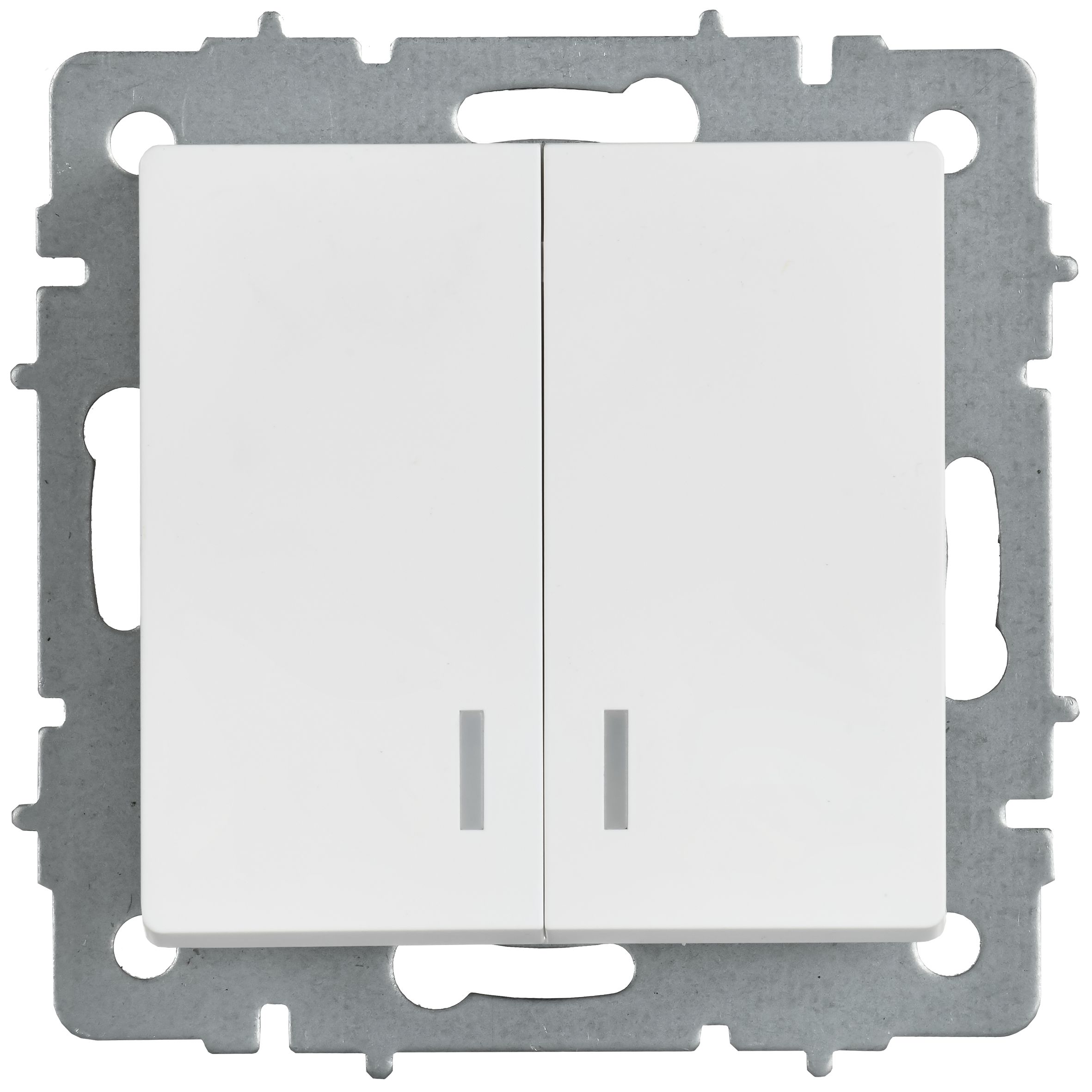 BRITE Выключатель 2-клавишный с индикацией 10А ВС10-2-1-БрАБ арктический белый IEK