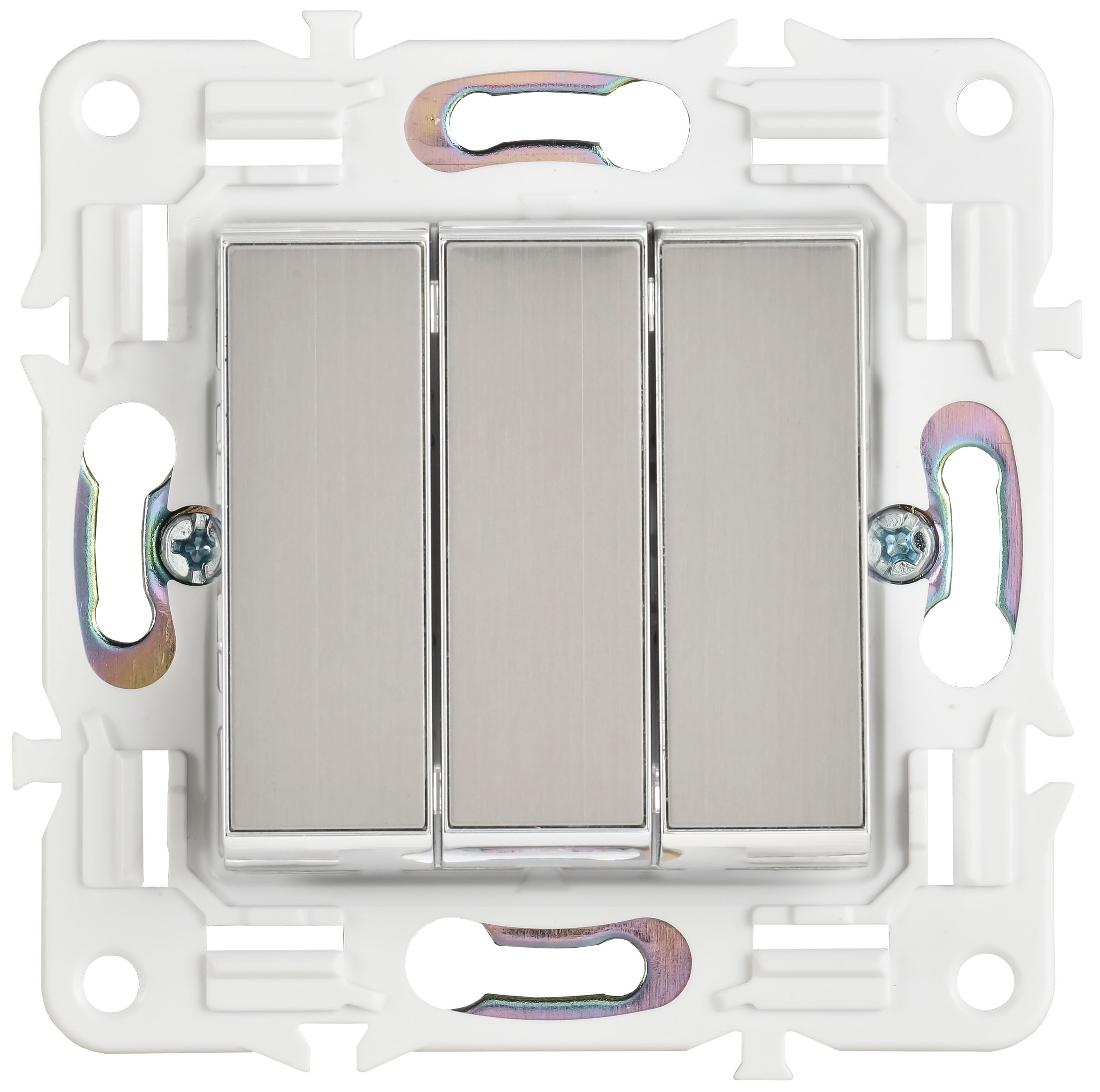 SKANDY Выключатель 3-клавишный 10А SK-V11N металл никель IEK