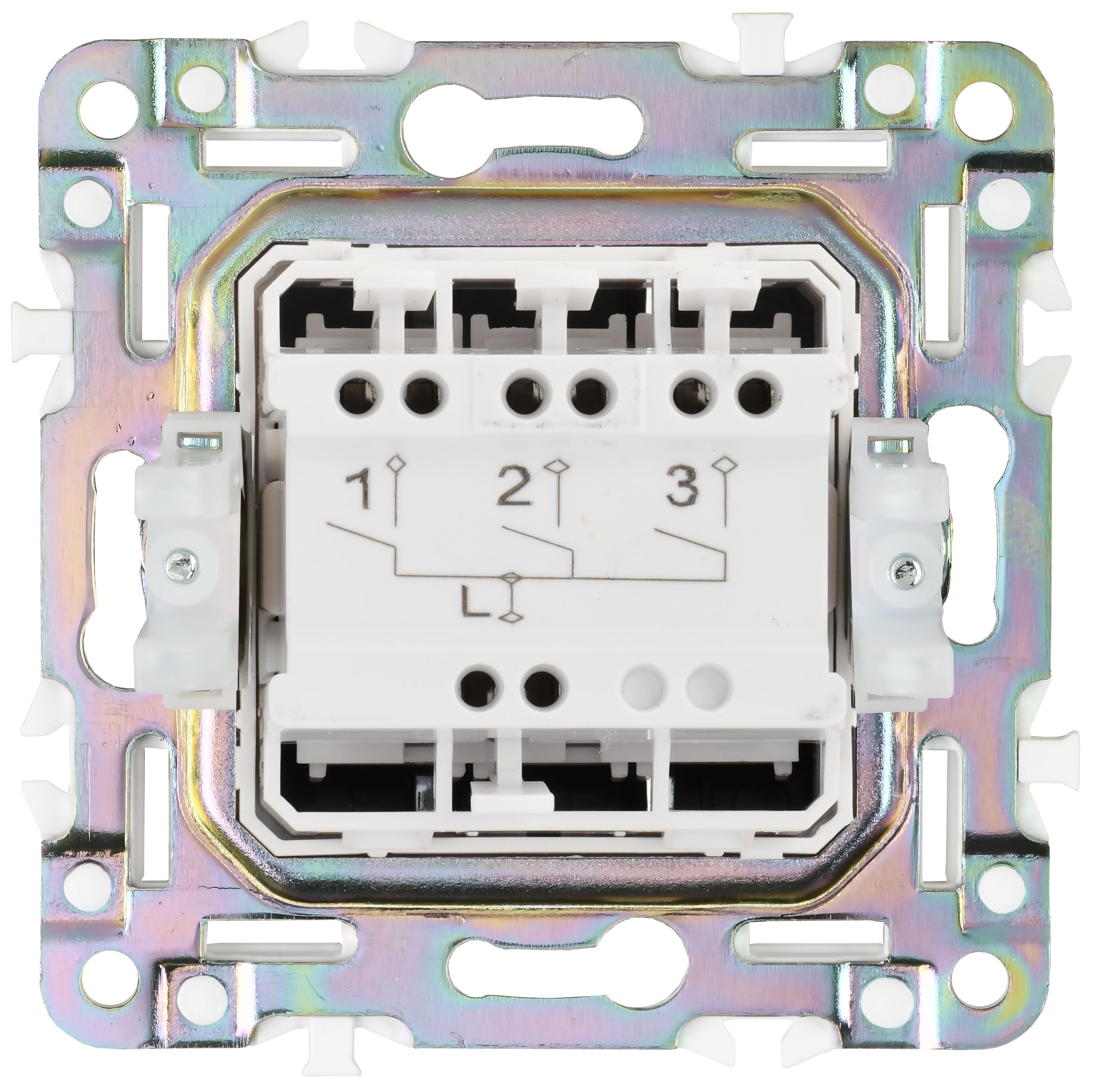 SKANDY Выключатель 3-клавишный 10А SK-V11N металл никель IEK