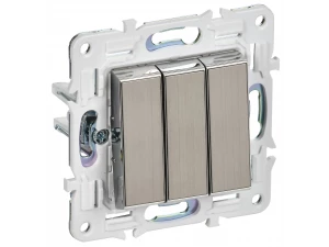 SKANDY Выключатель 3-клавишный 10А SK-V11N металл никель IEK