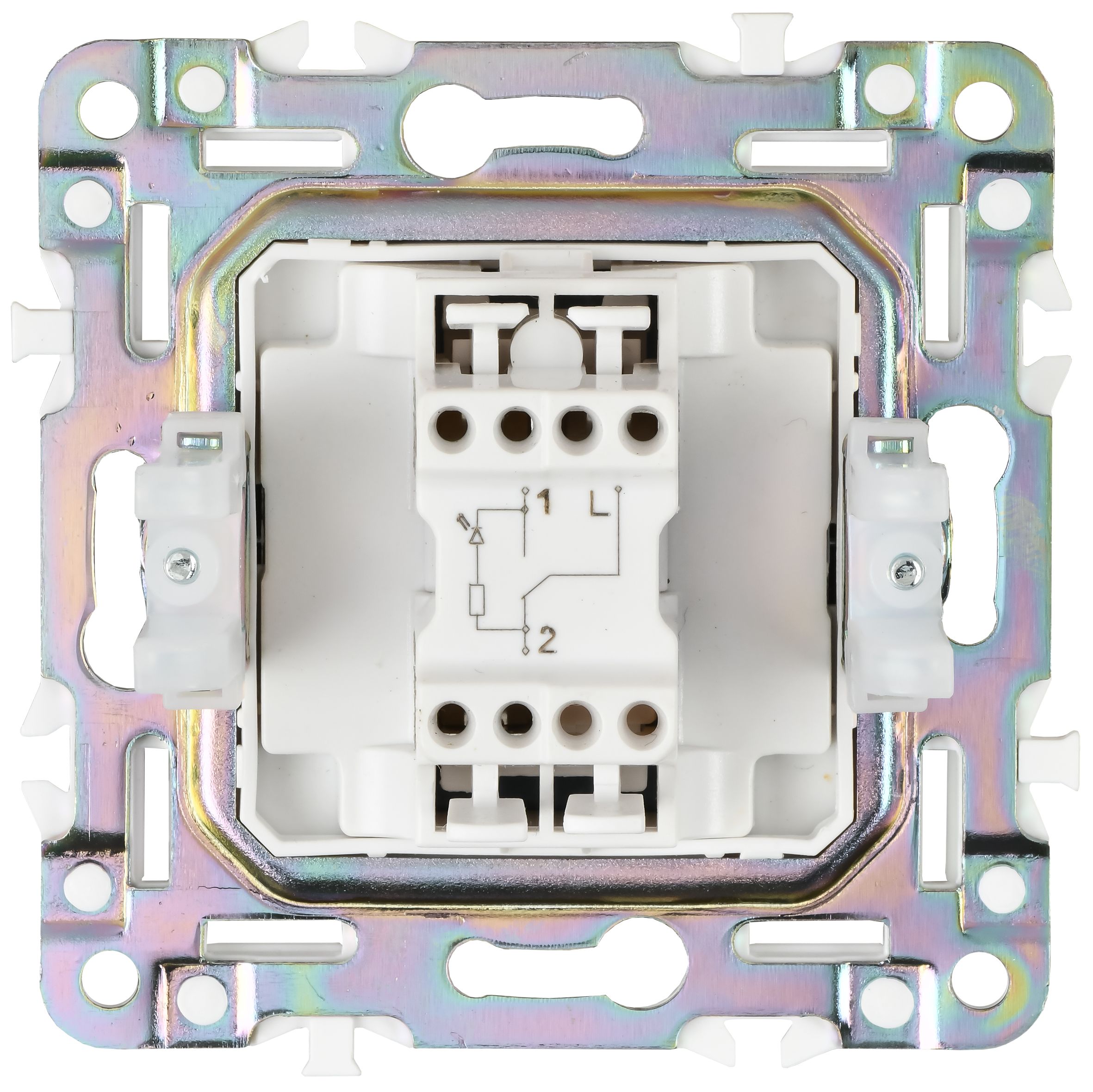 SKANDY Выключатель 1-клавишный проходной с индикацией 10А SK-V08N металл никель IEK