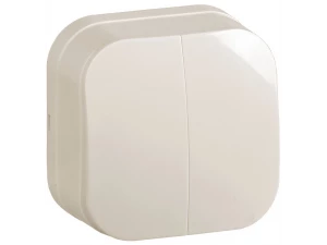 GLORY Выключатель 2-клавишный для открытой установки 10А ВС20-2-0-ХК кремовый IEK