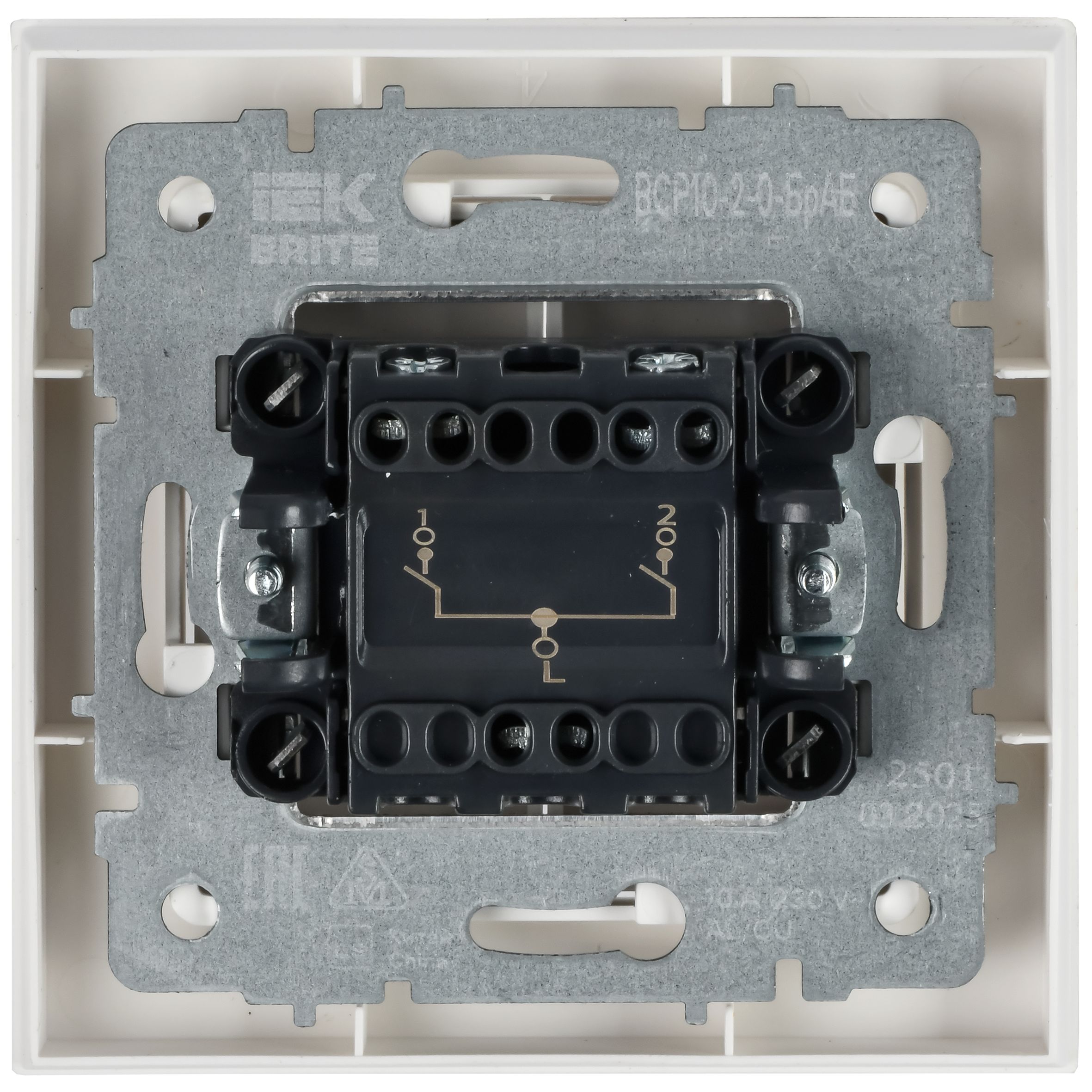 BRITE Выключатель 2-клавишный 10А в сборе ВСР10-2-0-БрАБ арктический белый IEK