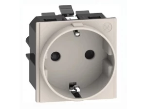 Розетка немецкого стандарта 2К+З 16А автоматические клеммы 2 модуля.Цвет Песочный LIVING NOW Bticino