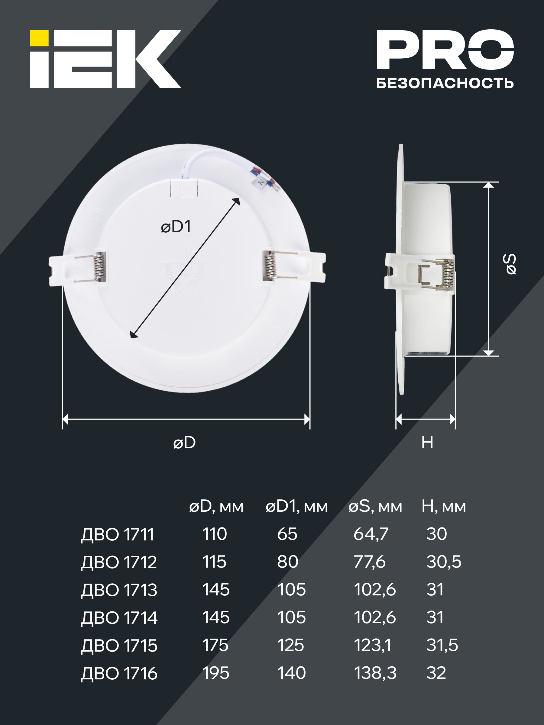 Светильник светодиодный ДВО 1716 белый круг 18Вт 4000К IP40 ИЭК