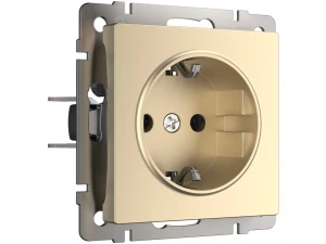 Розетка с заземлением /WL11-SKG-01-IP20 (шампань)