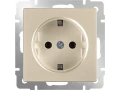 Розетка с заземлением /WL11-SKG-01-IP20 (шампань)