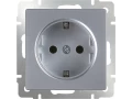 Розетка с заземлением /WL06-SKG-01-IP20 (серебряный)