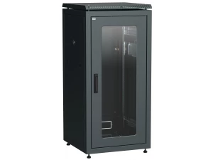 ITK LINEA N Шкаф сетевой 19' 28U 600х800мм стеклянная передняя дверь черный