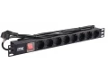 Блок розеток ITK PDU 8 розеток нем. станд, с LED выкл,1U, шнур 2м вилка (нем. станд.) алюм профиль