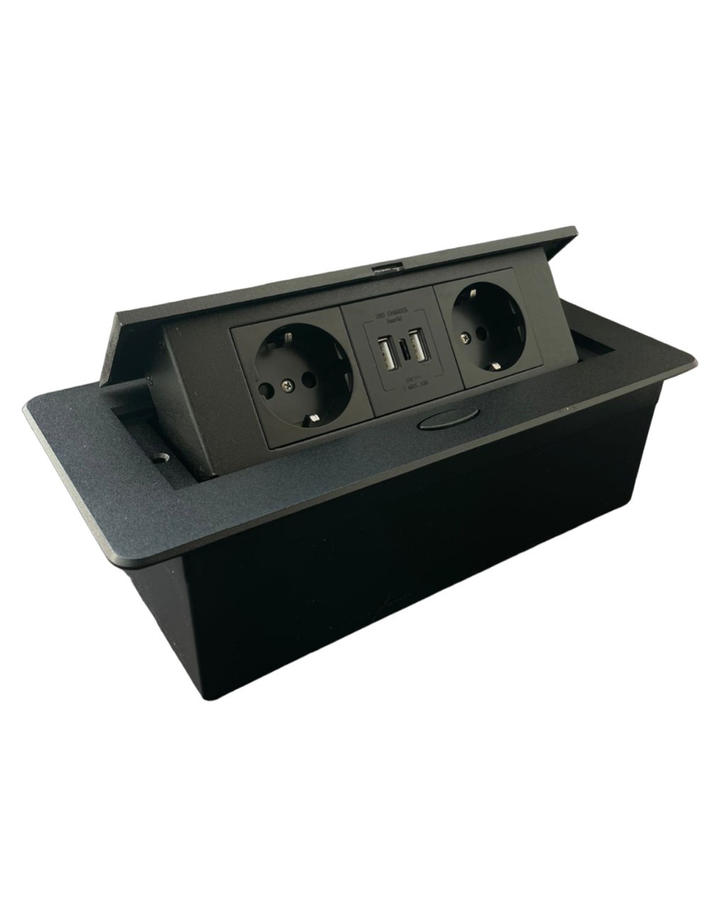 Настольная розетка 2EU+2USB+C Black