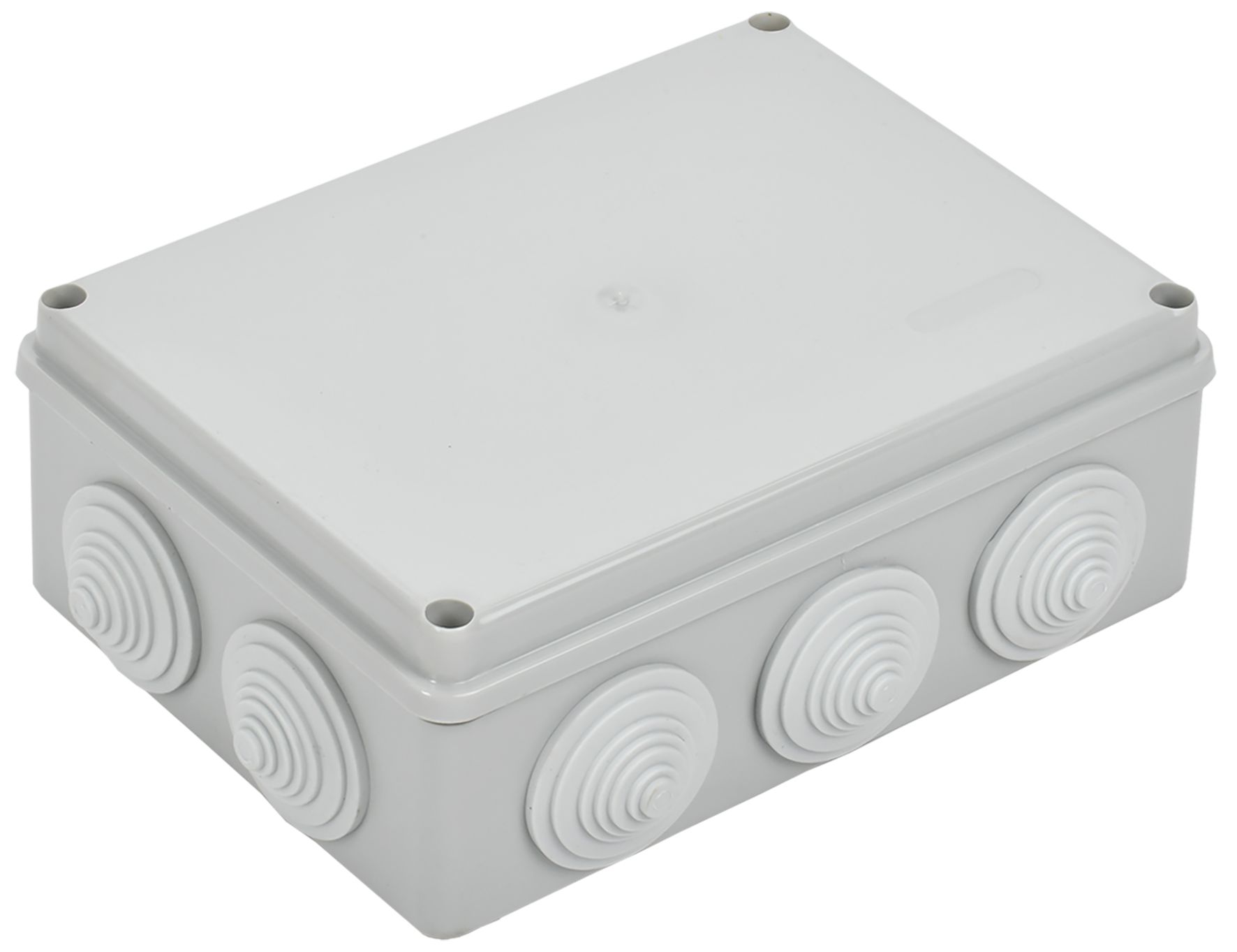 Коробка КМ41244 распаячная для о/п 190*140*70 мм IP55 (RAL7035, 10 гермовводов) ИЭК