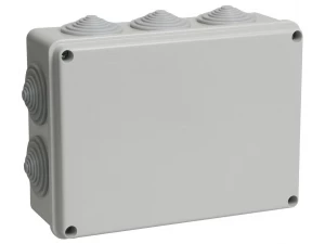 Коробка КМ41244 распаячная для о/п 190*140*70 мм IP55 (RAL7035, 10 гермовводов) ИЭК