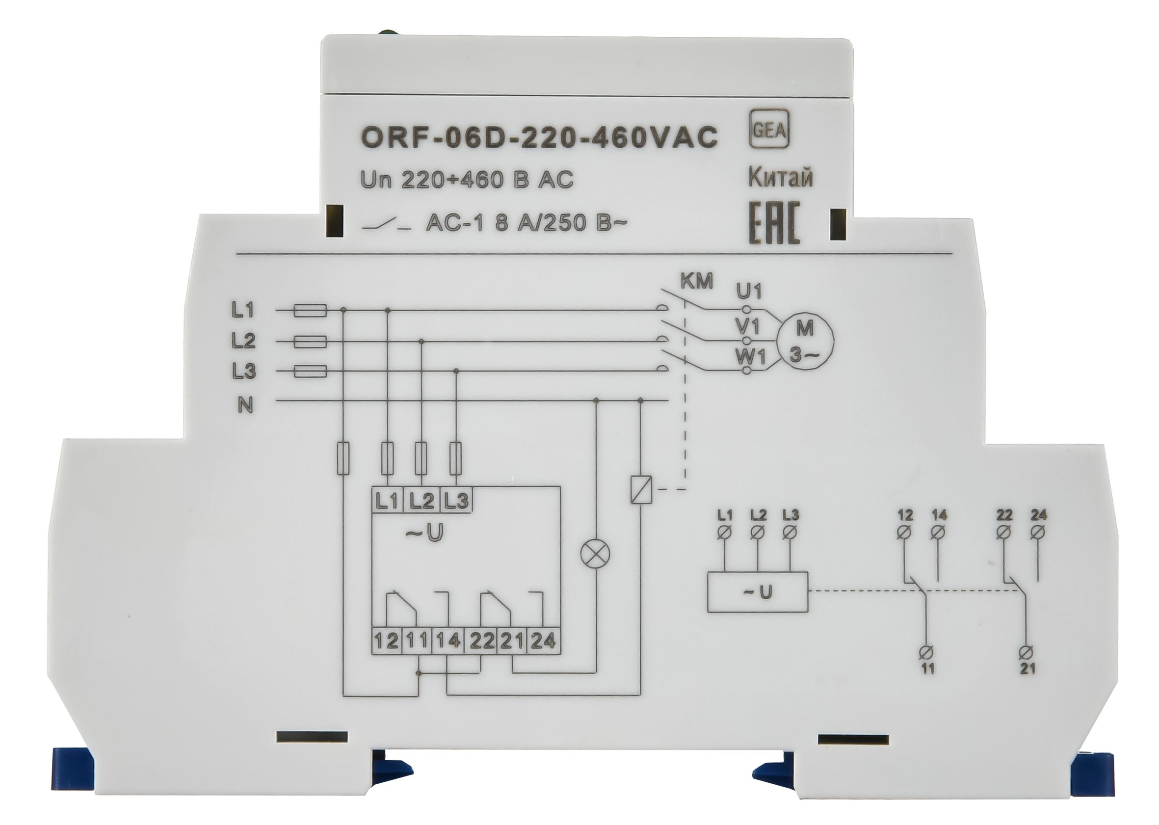 Реле фаз ORF 06D 3ф 2 контакта 220-460В AC ONI ИЭК