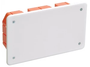 Коробка распаячная КМ41006 для твердых стен безгалогенная (HF) 172х96х45мм с саморезами с крышкой IE