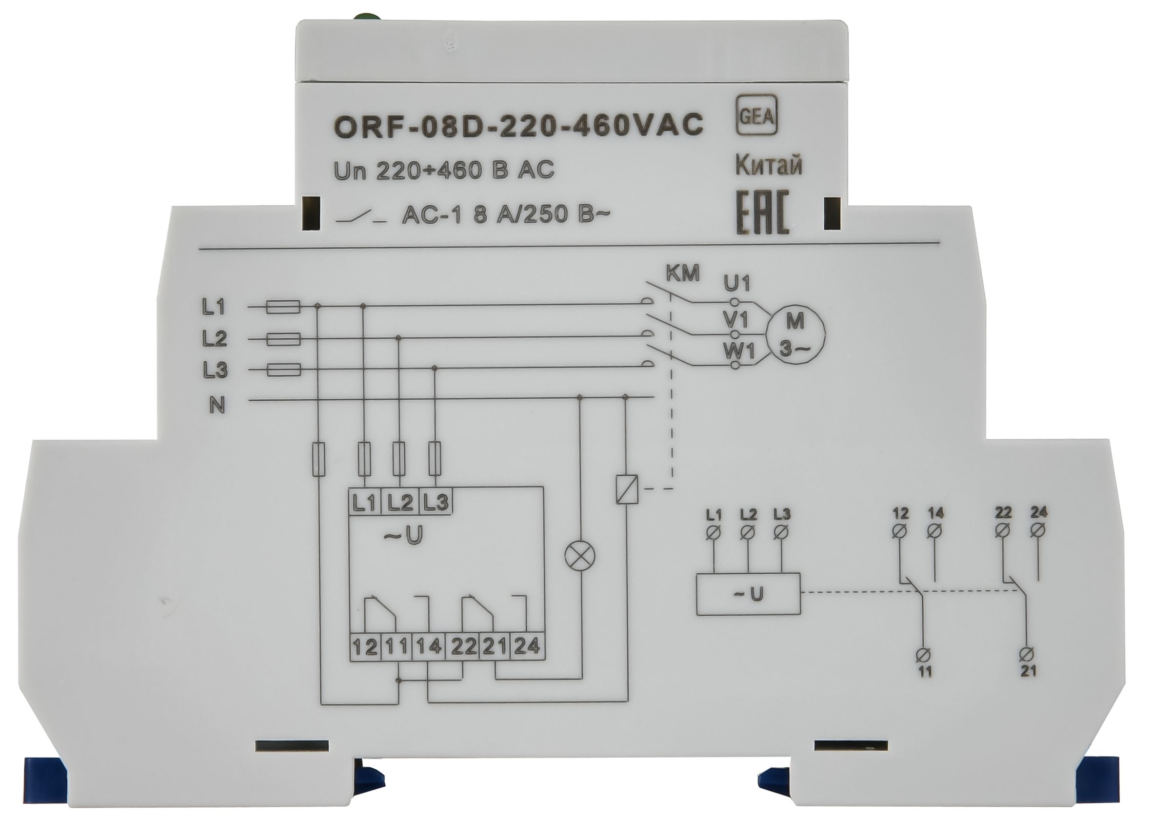 Реле контроля фаз ORF-08D 3 фазы 2 контакта 220-460В AC ONI