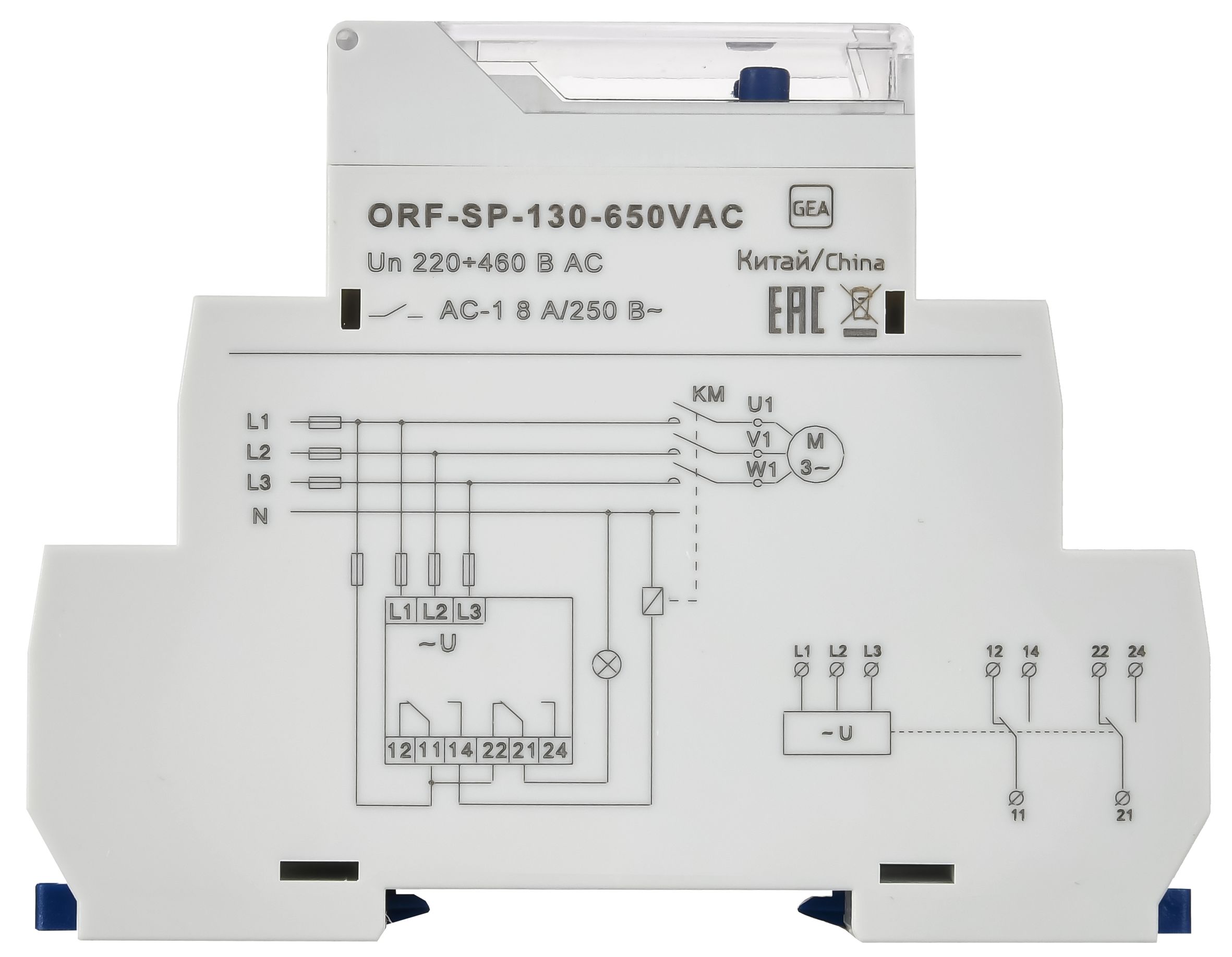 Реле контроля фаз ORF-SP 3 фазы 2 контакта 130-650В AC ONI