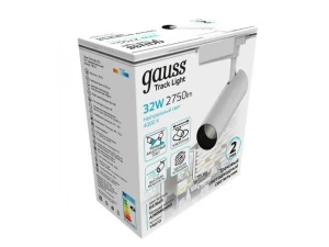 Светильник трековый Gauss цилиндр 32W 2750lm 4000K 180-240V IP20 75*220мм белый угол 24º LED 1/40