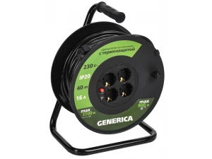Катушка УК40 с термозащитой 4 места 2P+PE/40м 3х1,5мм2 GENERICA
