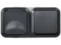TORS Блок розетка + выключатель горизонтальный 16А IP55 TS142 графит IEK