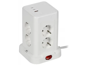 DOMINIC Удлинитель У08K 8 мест 2P+PE 1,5м 3х1,0мм2 16А/250В USB A+C 20Вт белый ИЭК